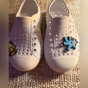 Native White Kids Shoes with Cartoon Charms